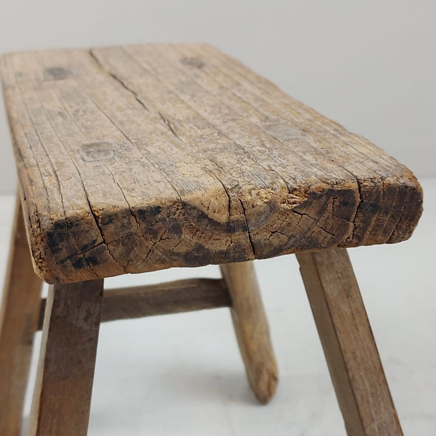 Vintage Chinese Milking Stool - Handcrafted Elmwood