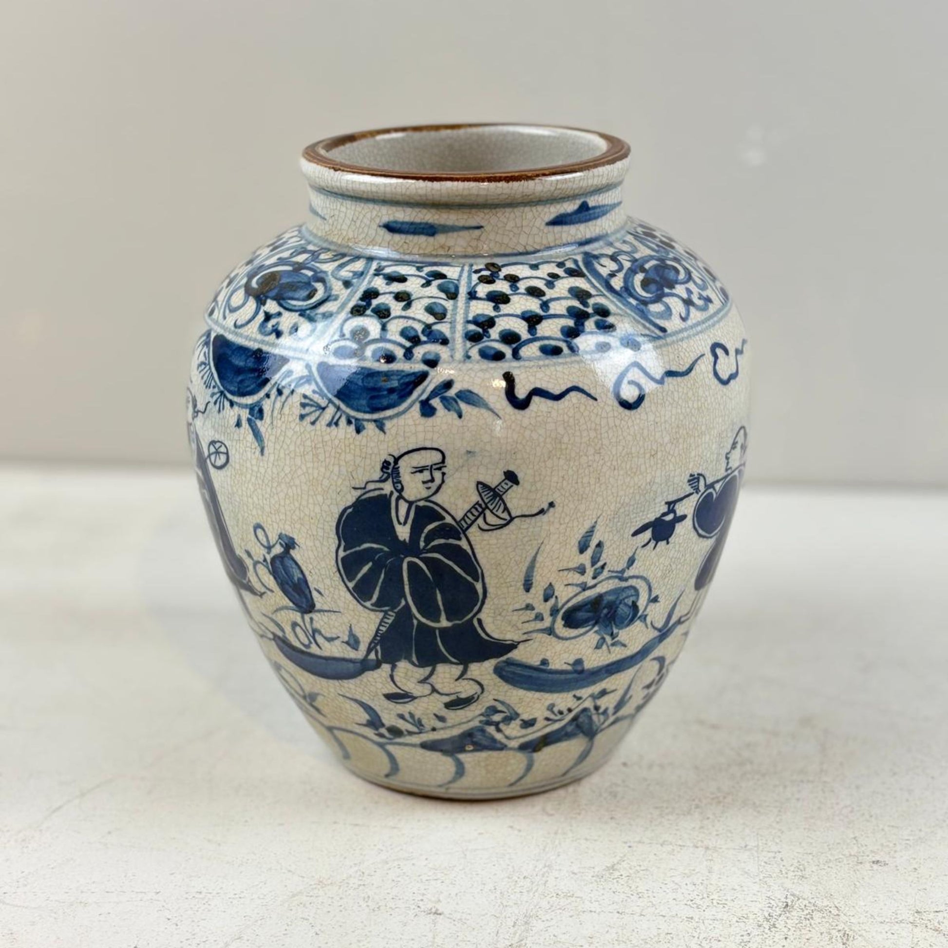 Blue & White Chinese Ginger Jar - Handcrafted Porcelain Tea Leaf Vase 
