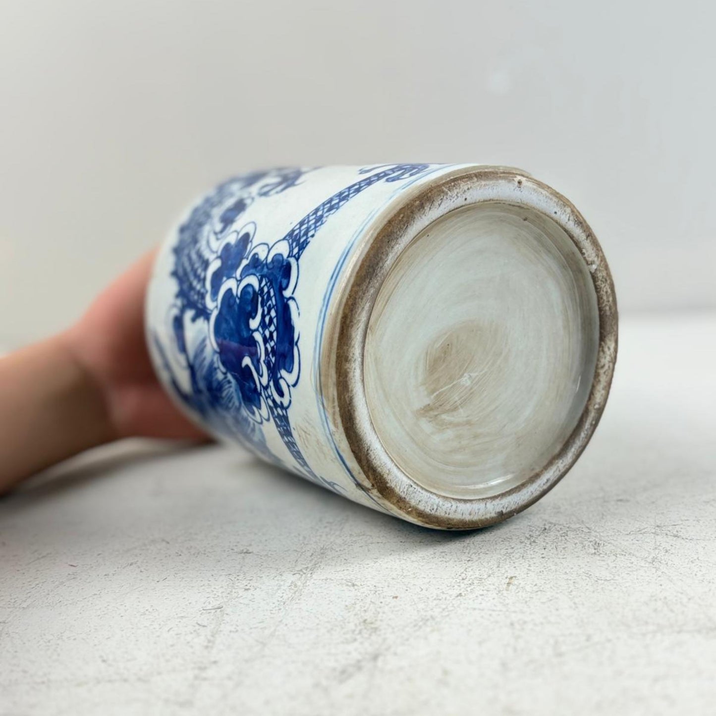 Blue and White Chinese Ginger Jar, Porcelain Tea Leaf Vase
