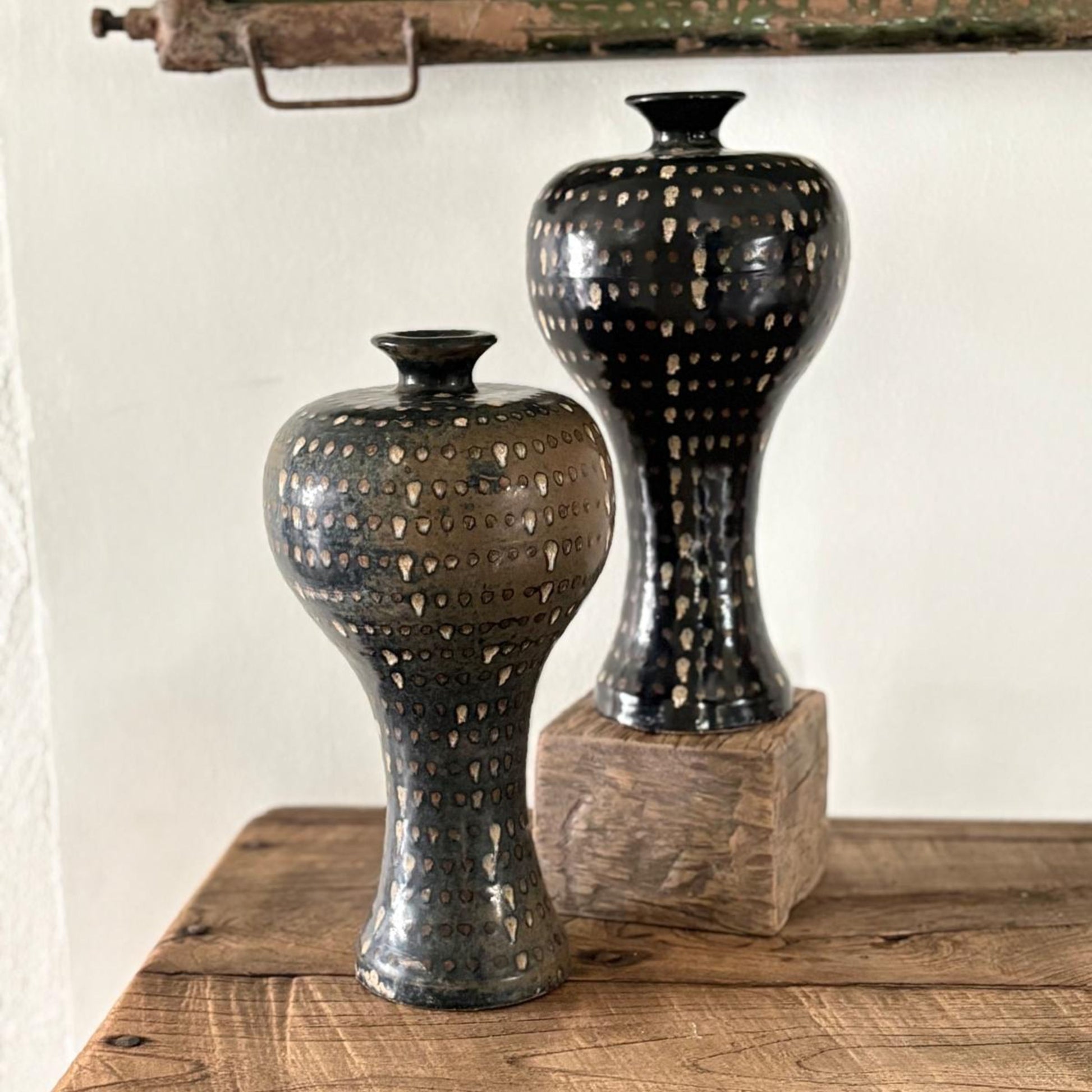 Vintage Chinese Curved Top Contemporary Ceramic Vase - 21st Century