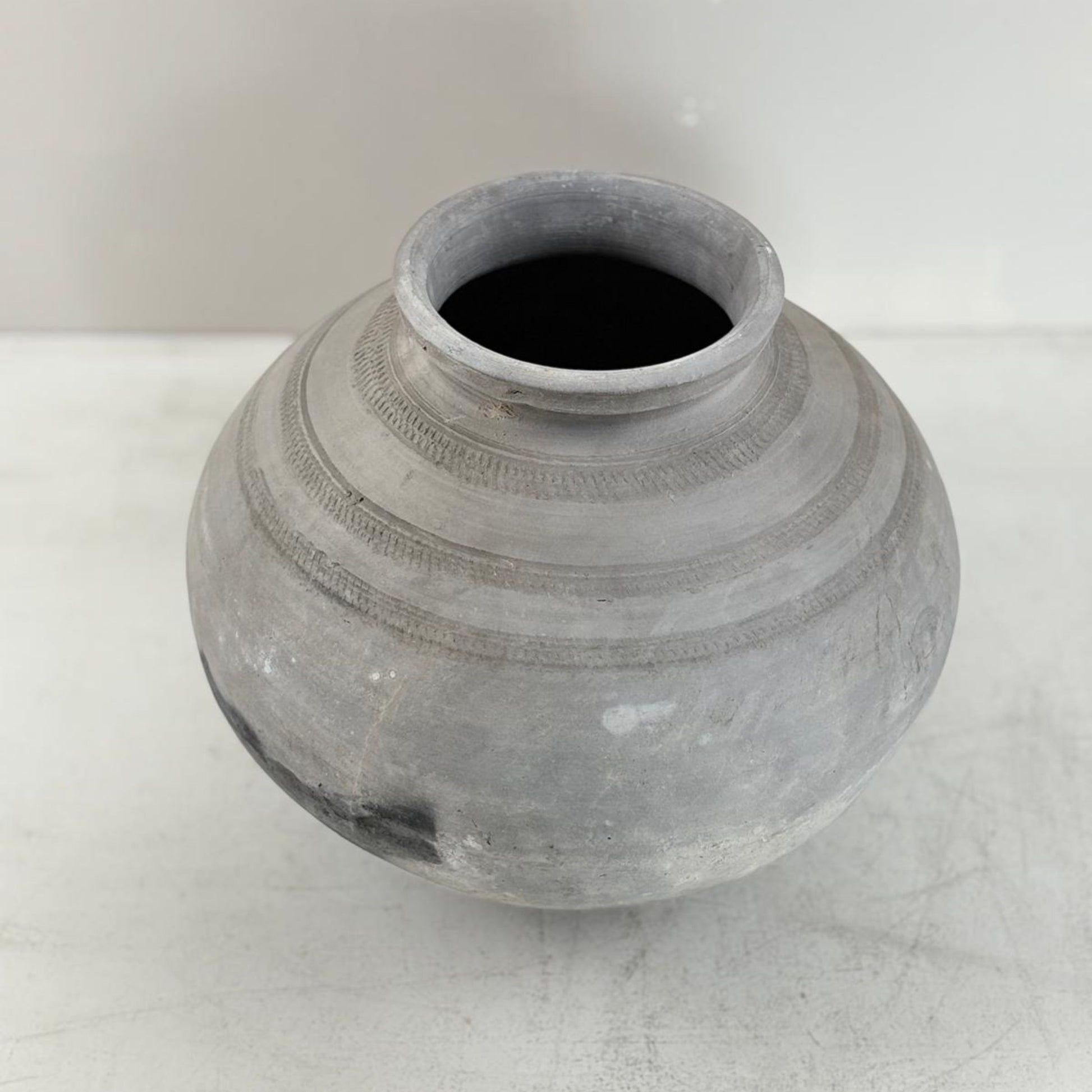 Antique African Clay Water Vessel - dark stain