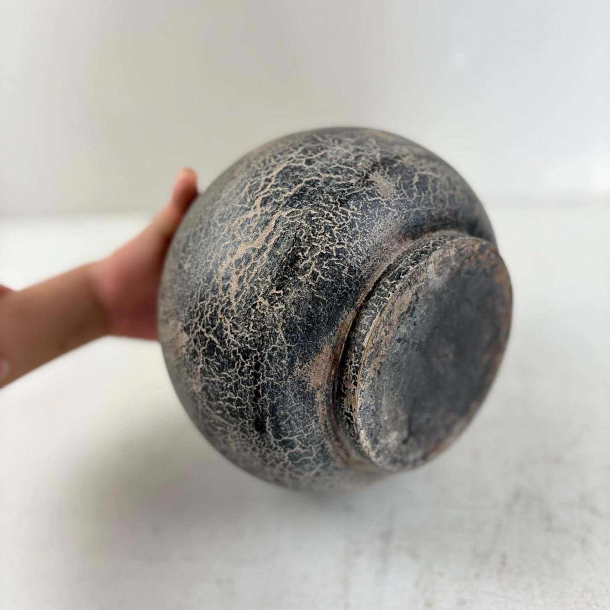 Vintage Wooden Pot with lid - Latipur, Nepal