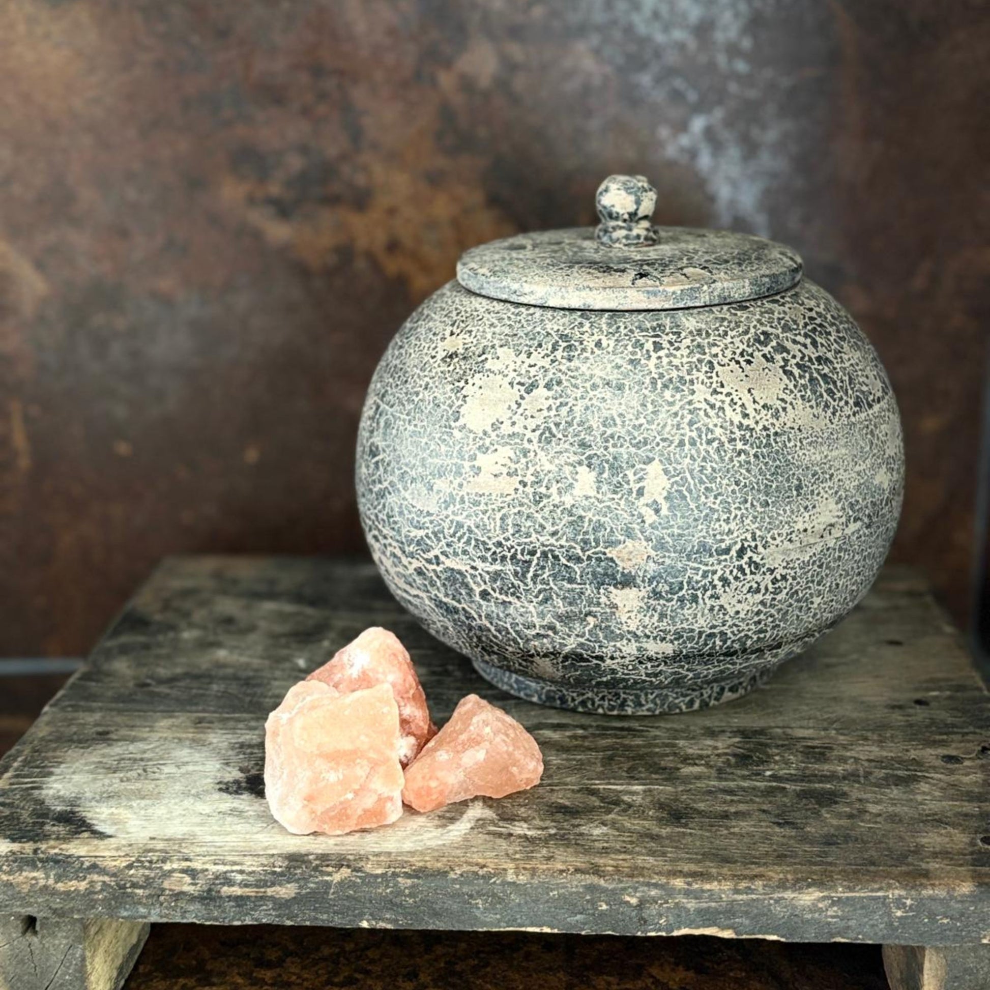 Vintage Wooden Pot with lid - Latipur, Nepal
