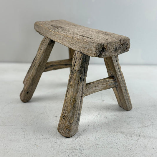 Antique Chinese Milking Stool  Handmade Elmwood
