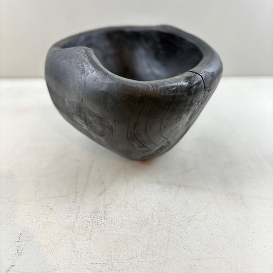 Artisan Handcarved Wooden Teak Bowl - Black
