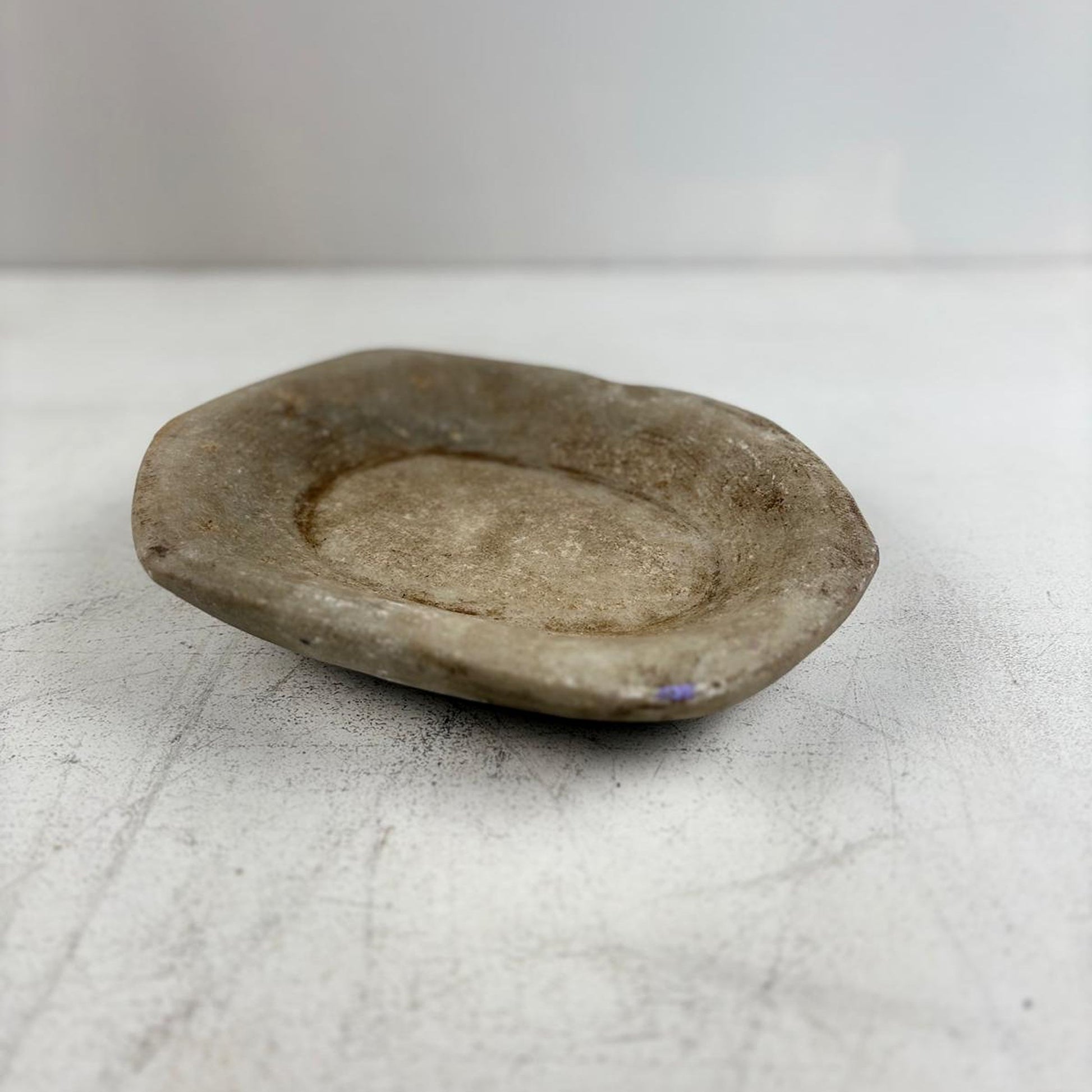 Large Handcarved Raw Marble Stone Platter