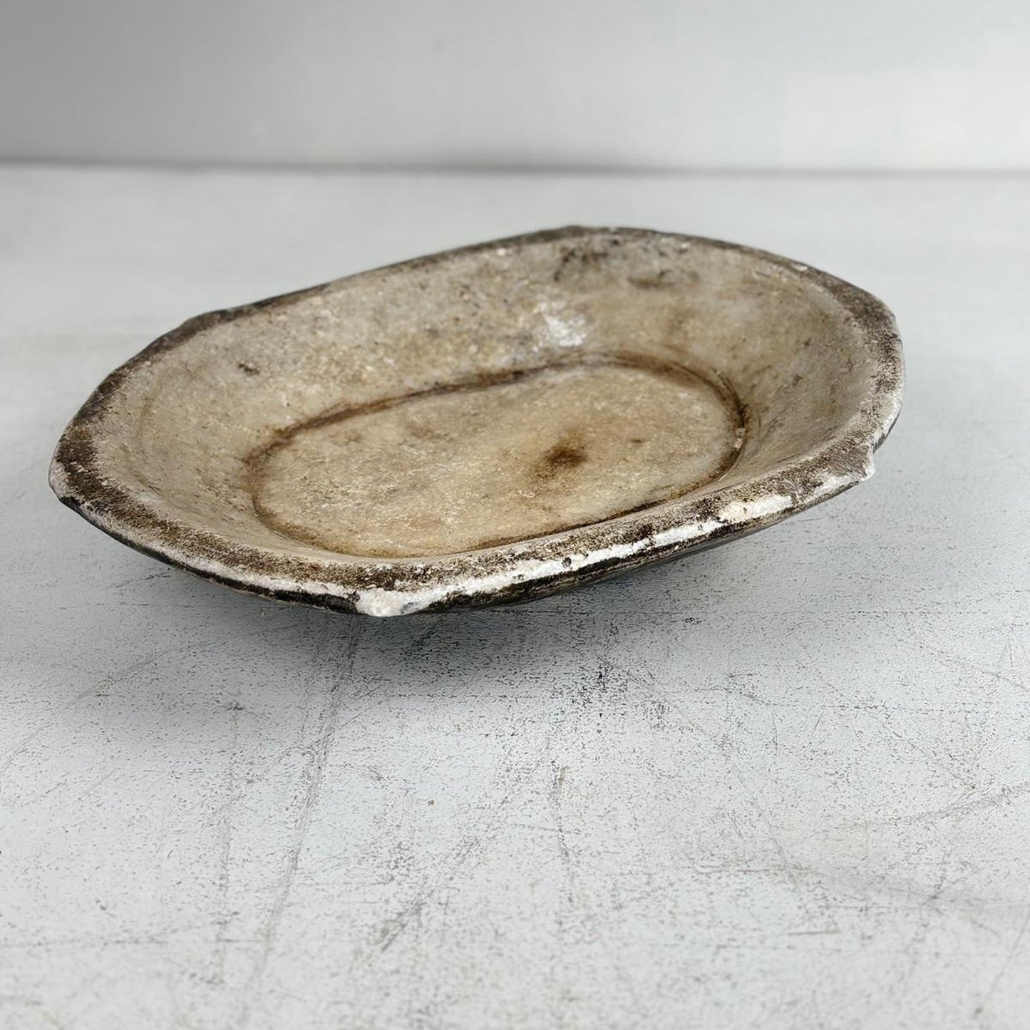 Large Handcarved Raw Marble Stone Platter