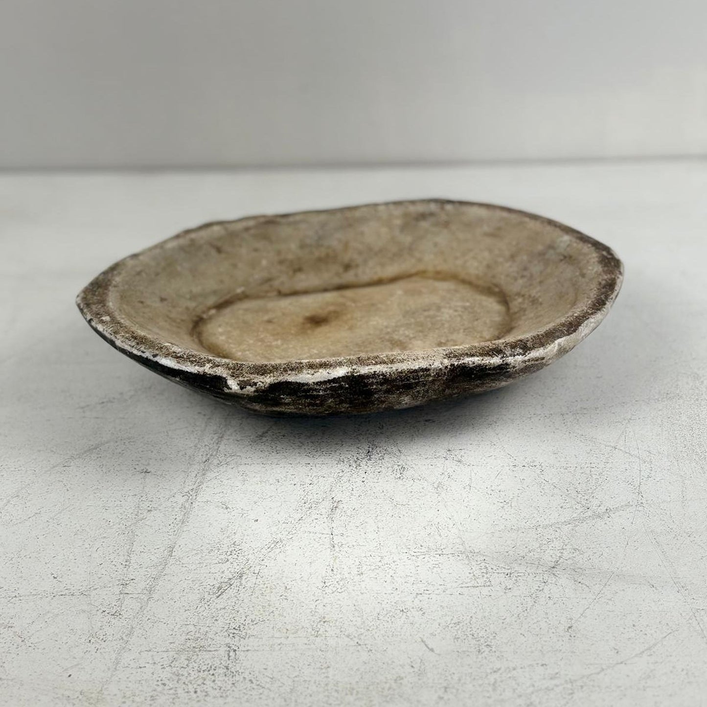 Large Handcarved Raw Marble Stone Platter