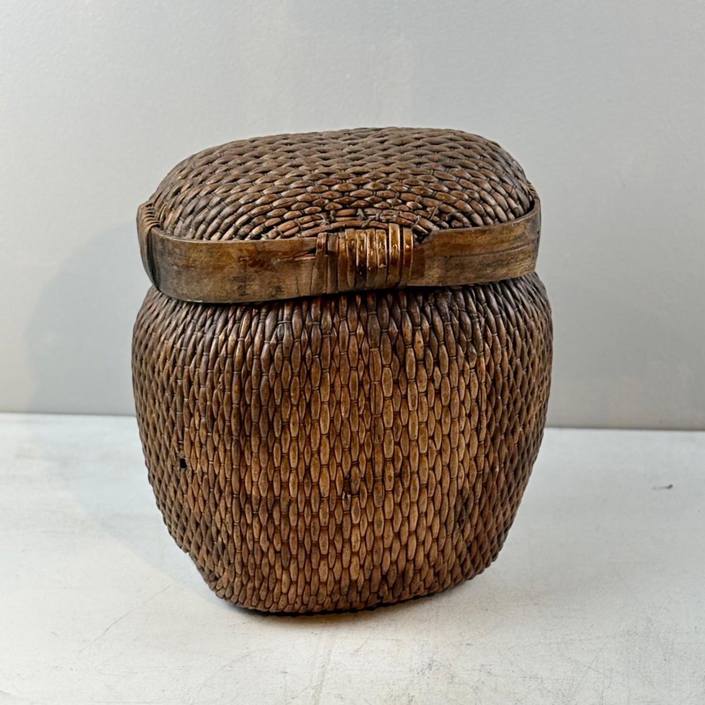 Antique Chinese Wicker & Wood Fish Basket - Shanxi, China