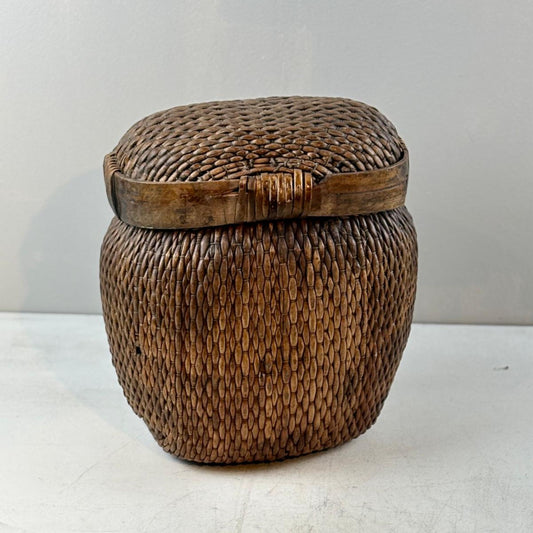 Antique Chinese Wicker & Wood Fish Basket - Shanxi, China
