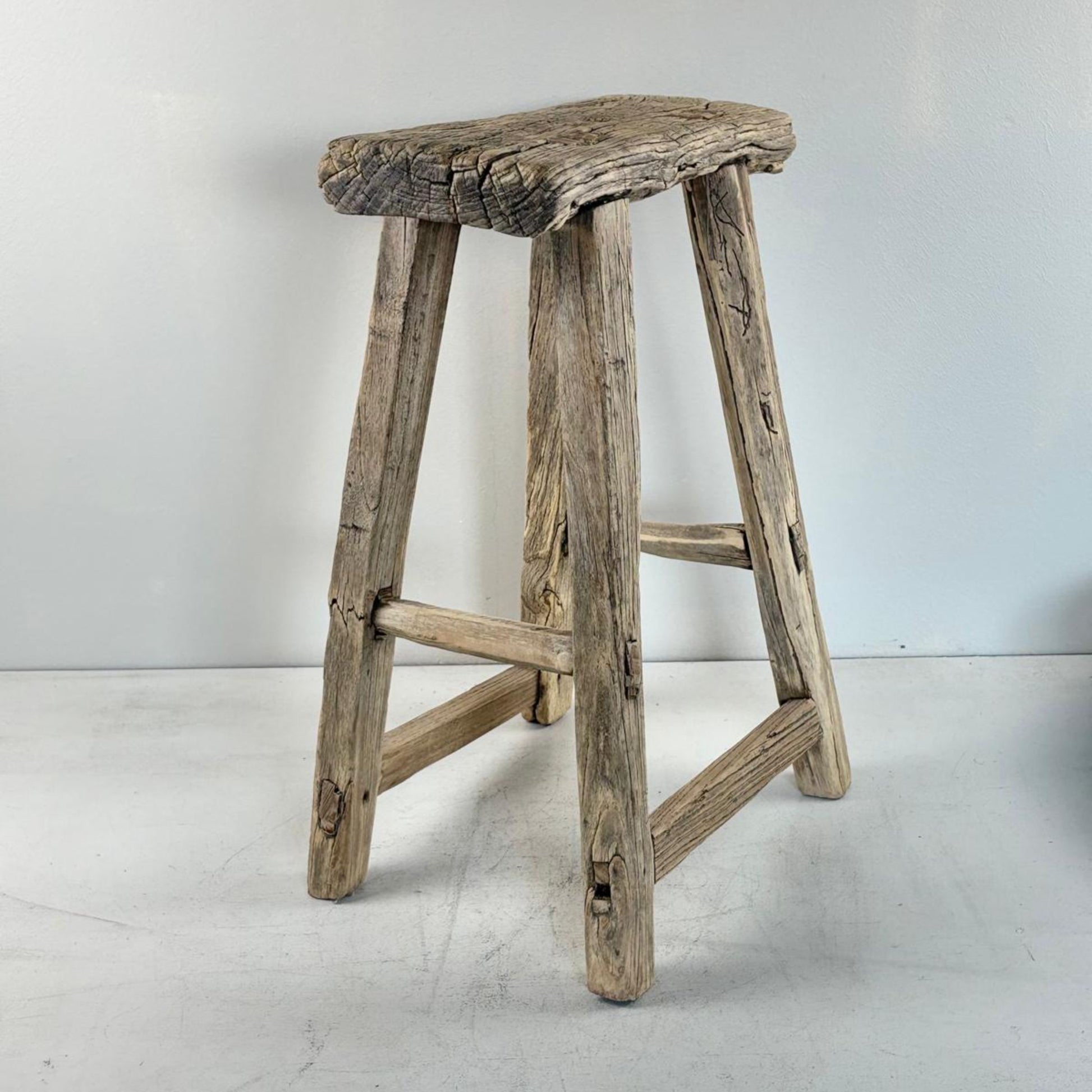 Antique Chinese Milking Stool  Handmade Elmwood Large