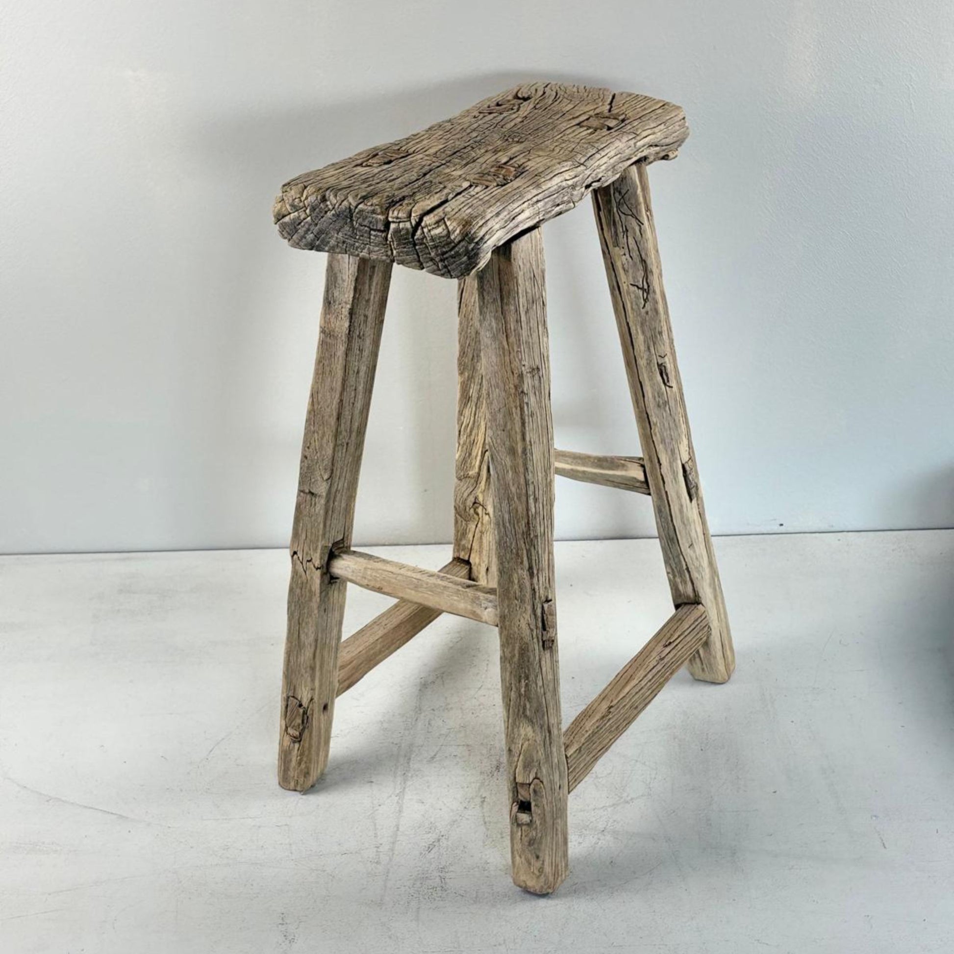 Antique Chinese Milking Stool  Handmade Elmwood Large
