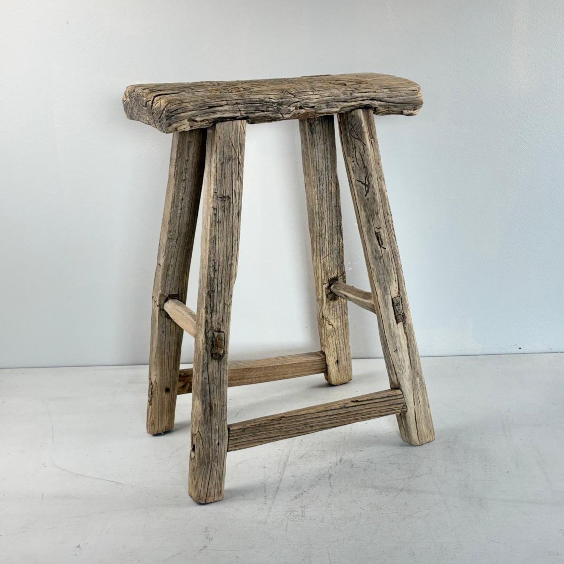 Antique Chinese Milking Stool  Handmade Elmwood Large