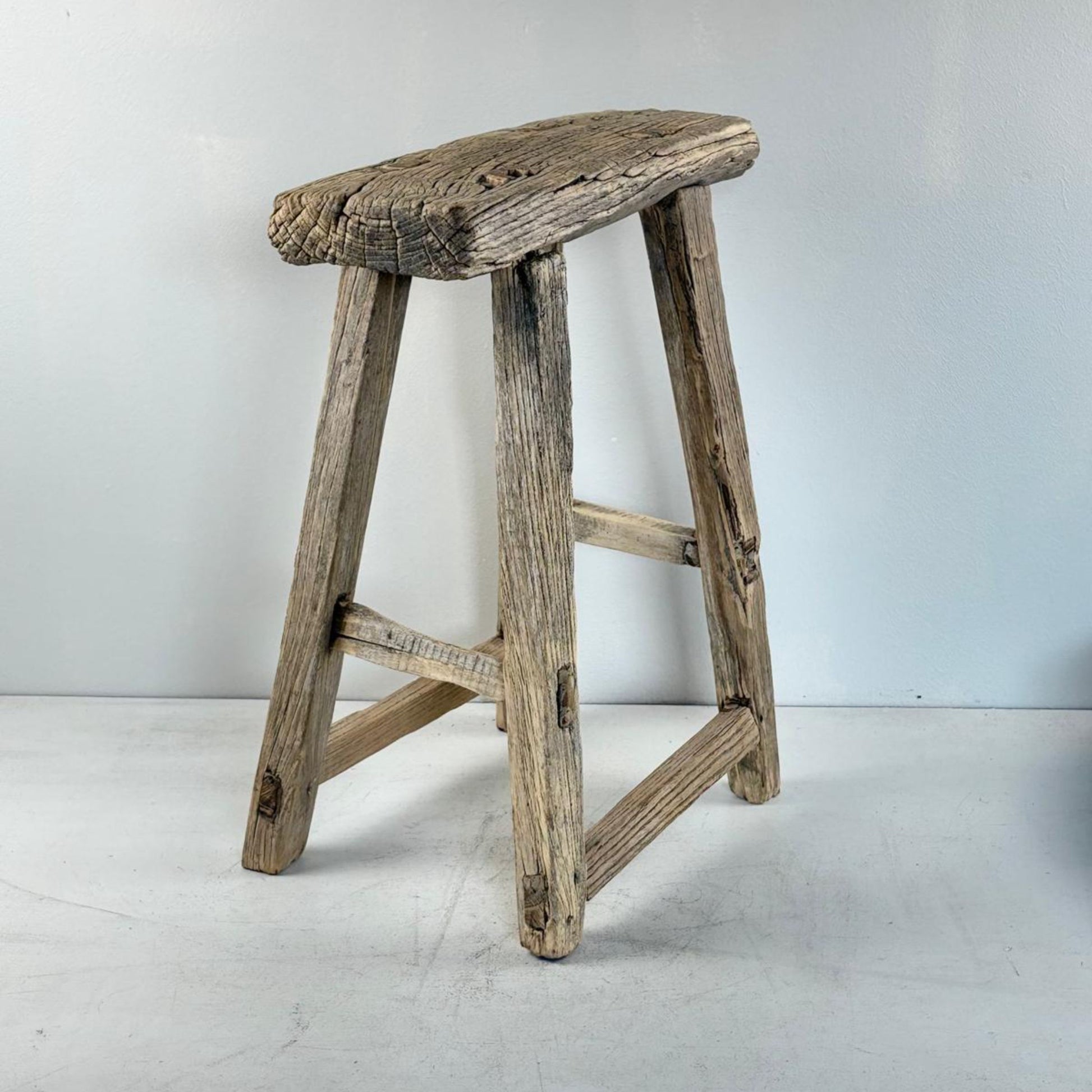 Antique Chinese Milking Stool  Handmade Elmwood Large