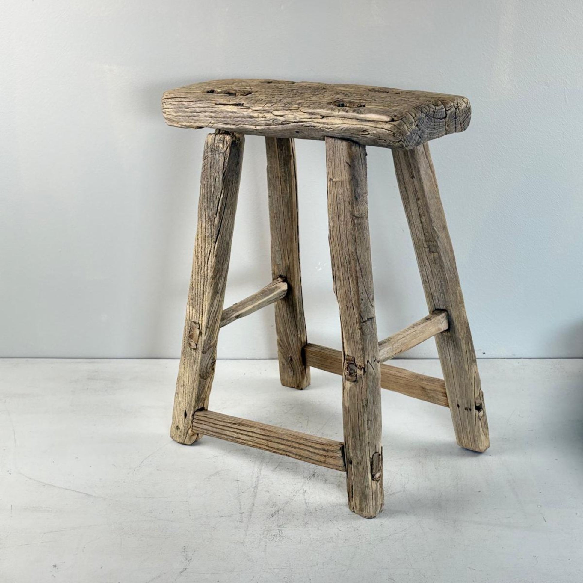 Antique Chinese Milking Stool  Handmade Elmwood Large