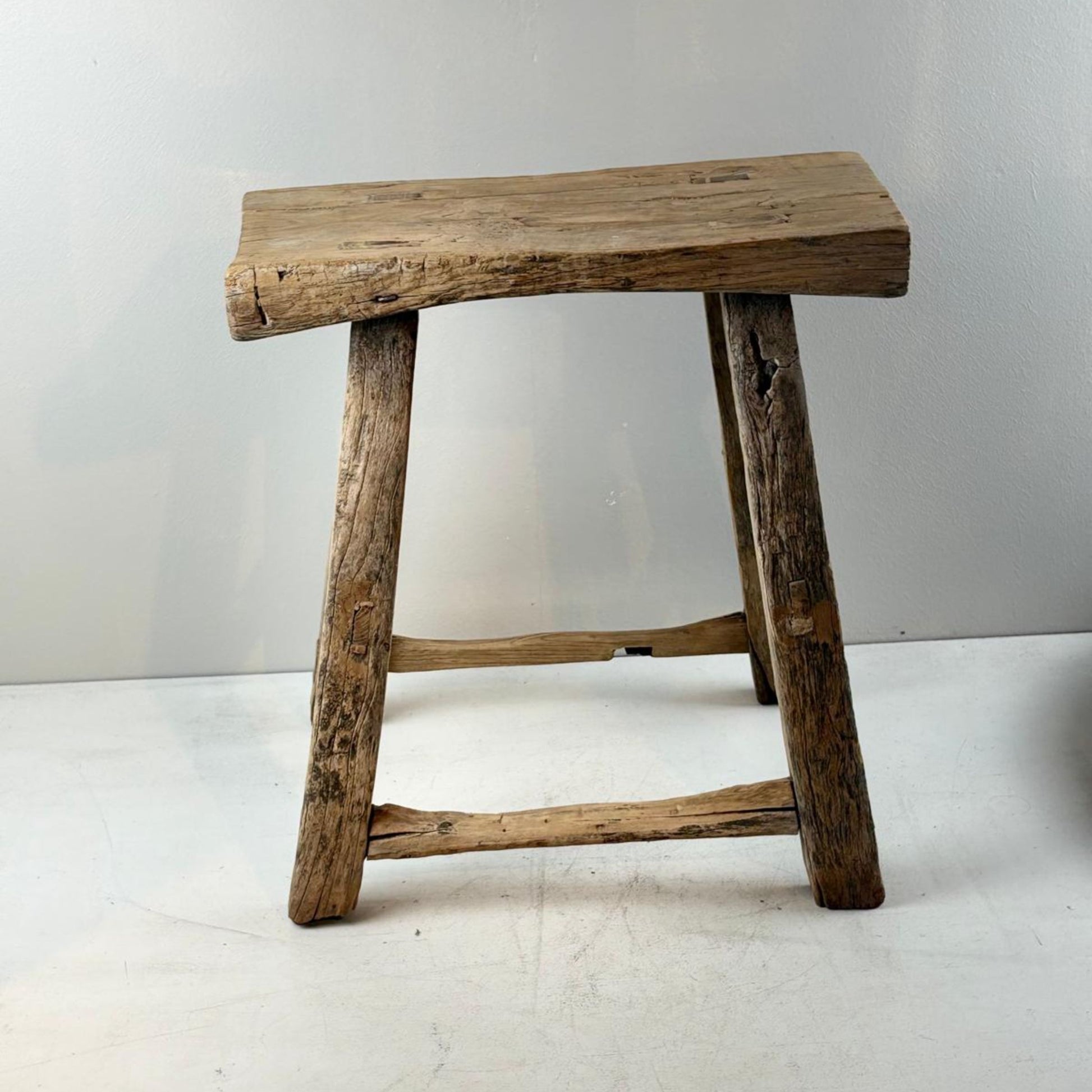 Antique Chinese Milking Stool  Handmade Elmwood Large