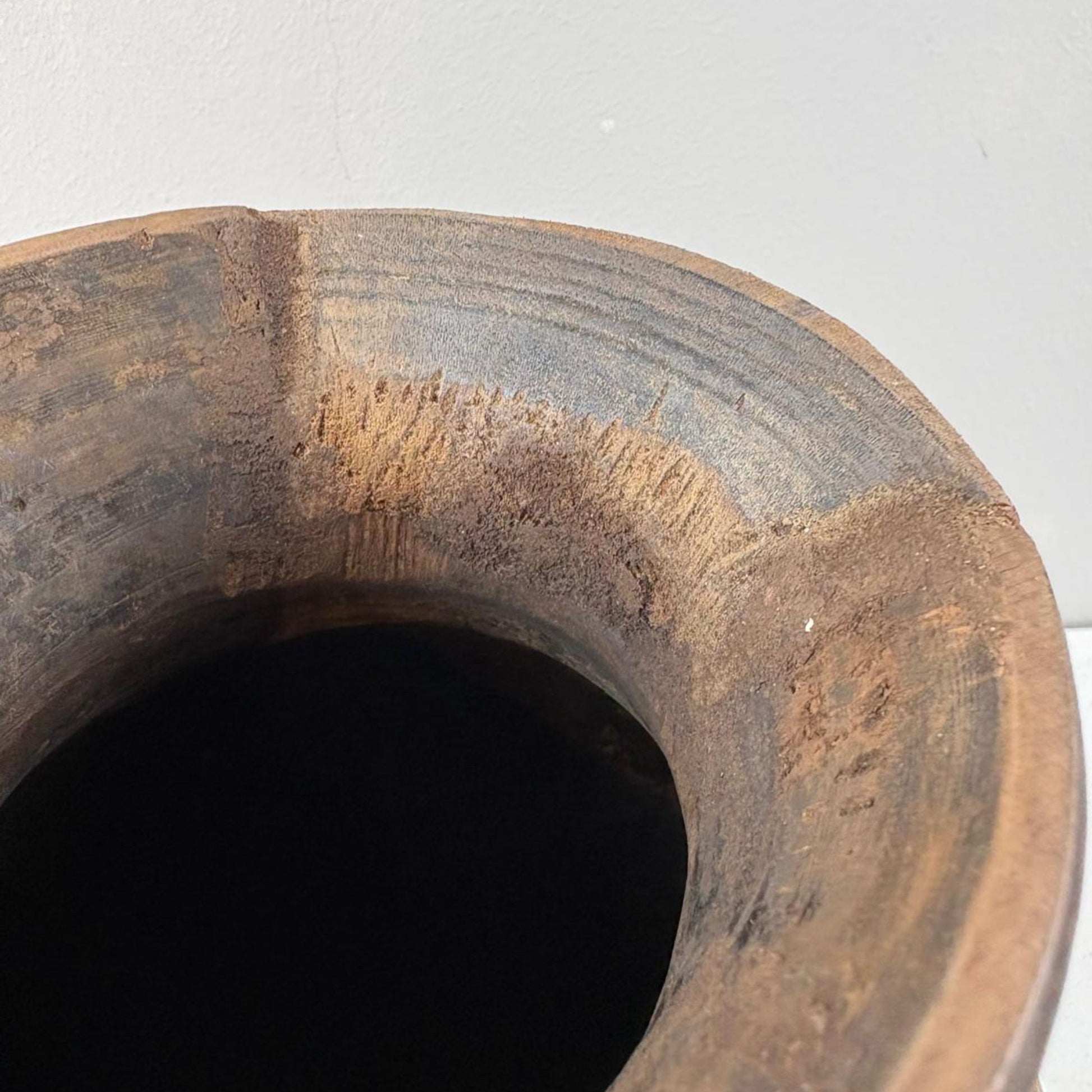 Antique Wooden Himachal Pot  - Rope Detail