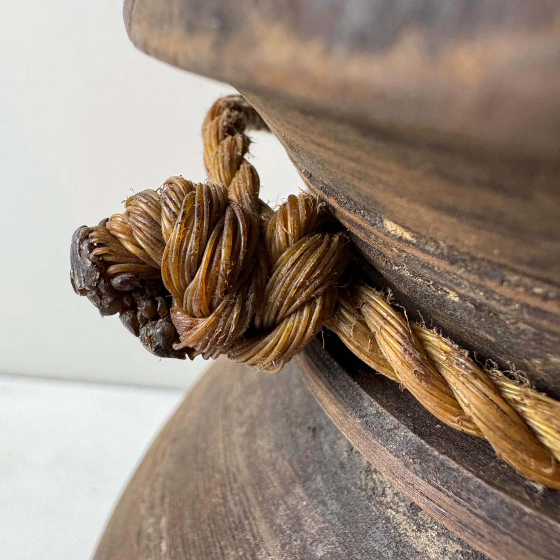 Antique Wooden Himachal Pot  - Rope Detail