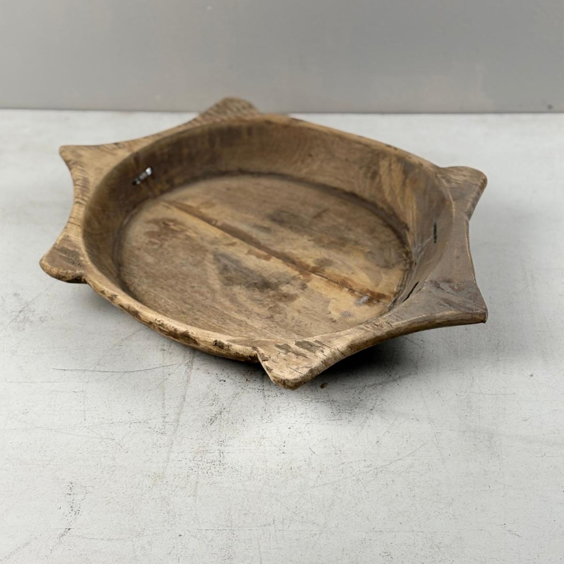 Vintage Indian Wooden Chapati Dish