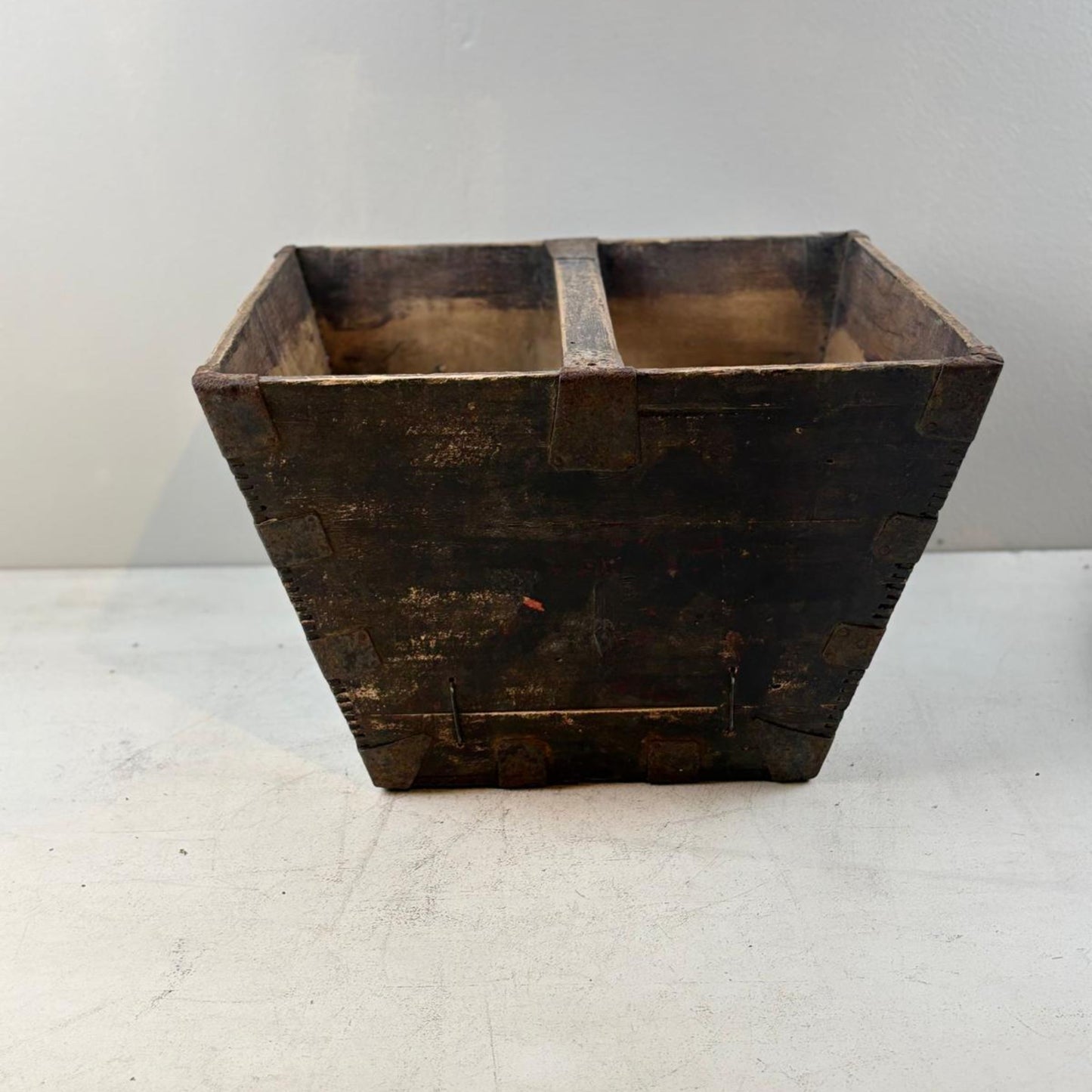 Vintage Chinese Wooden Rice Basket Box with Handle - Guangdong Province, China