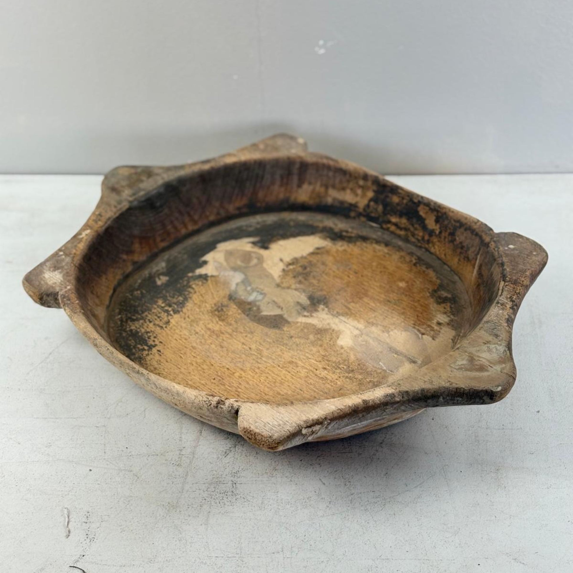 Vintage Indian Wooden Chapati Dish