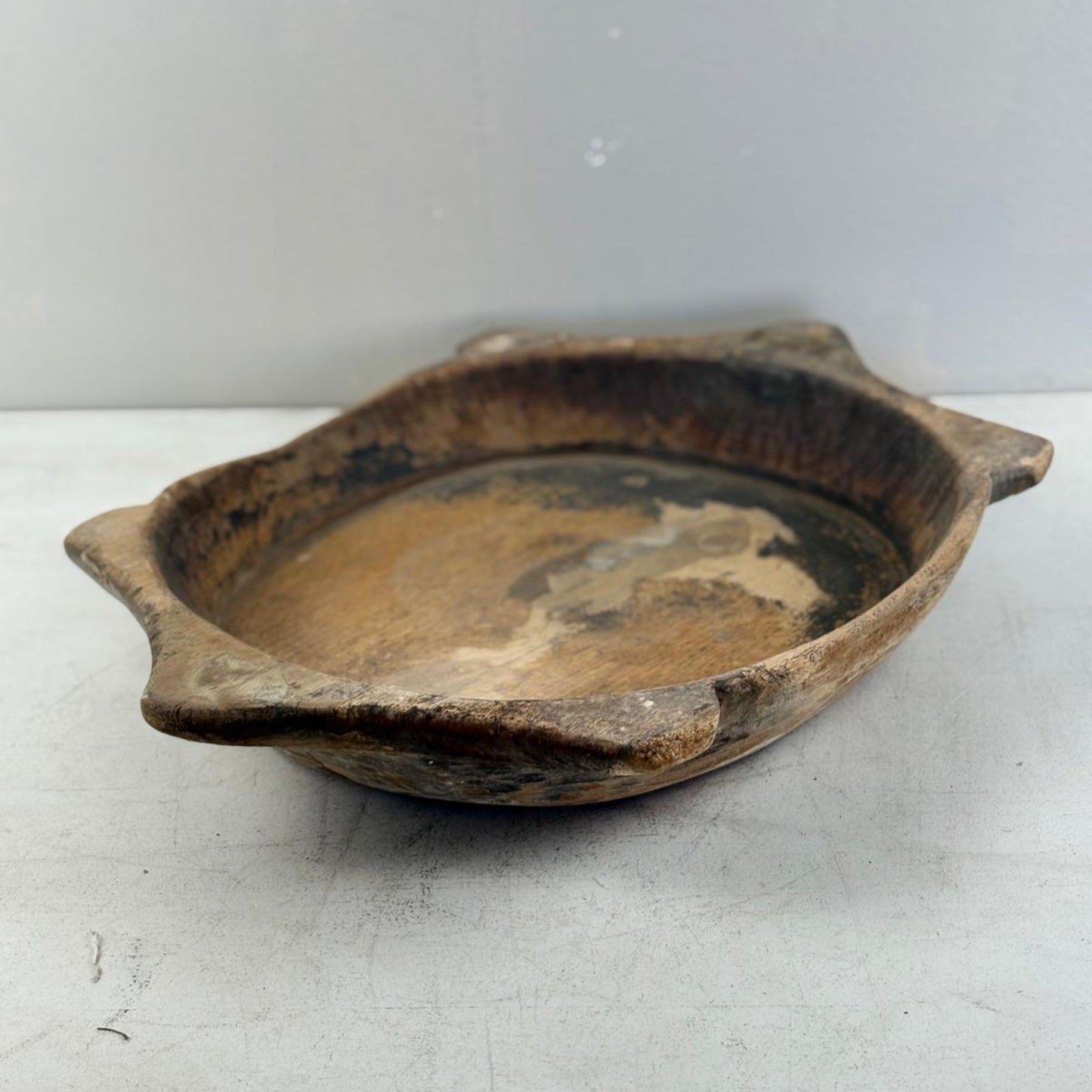 Vintage Indian Wooden Chapati Dish