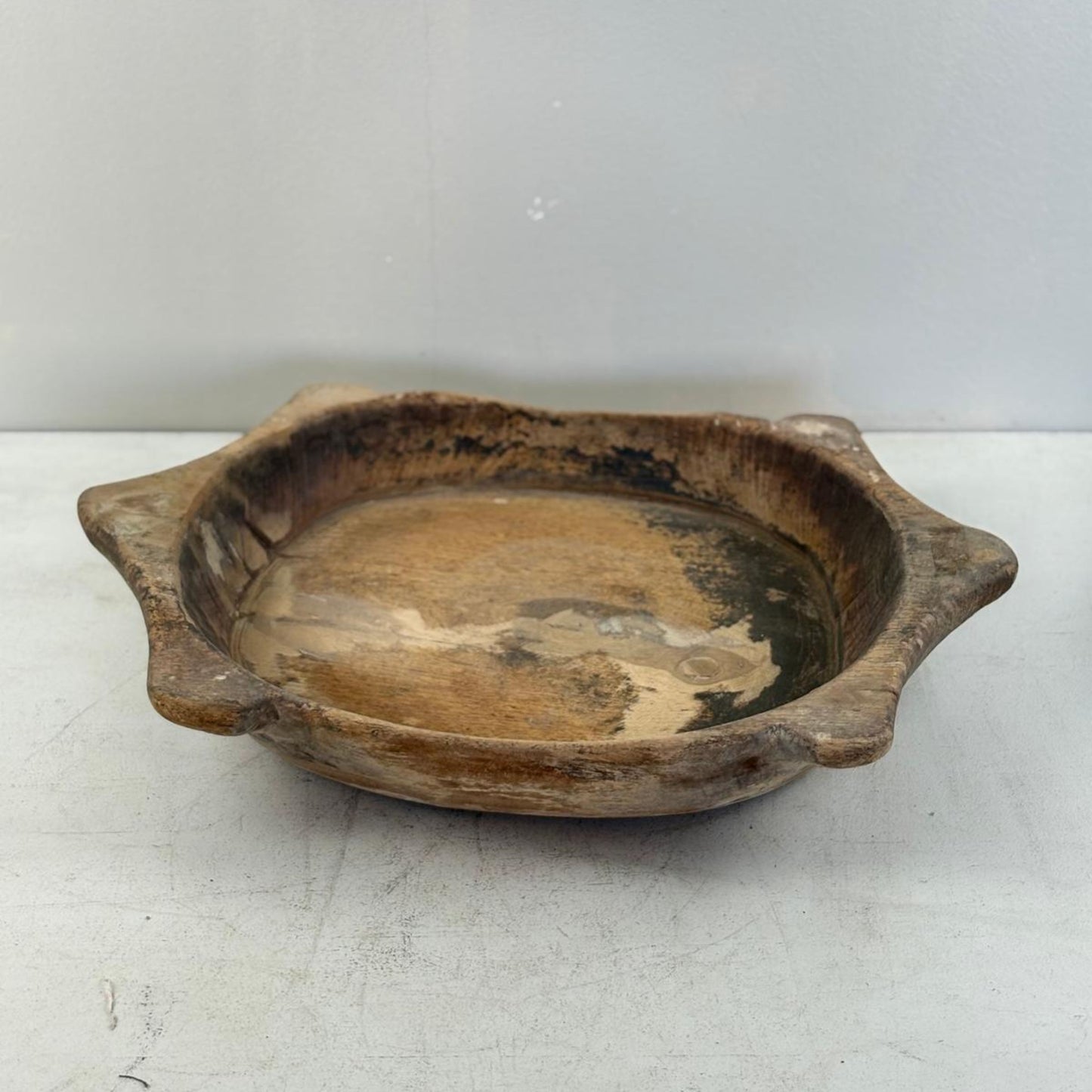 Vintage Indian Wooden Chapati Dish