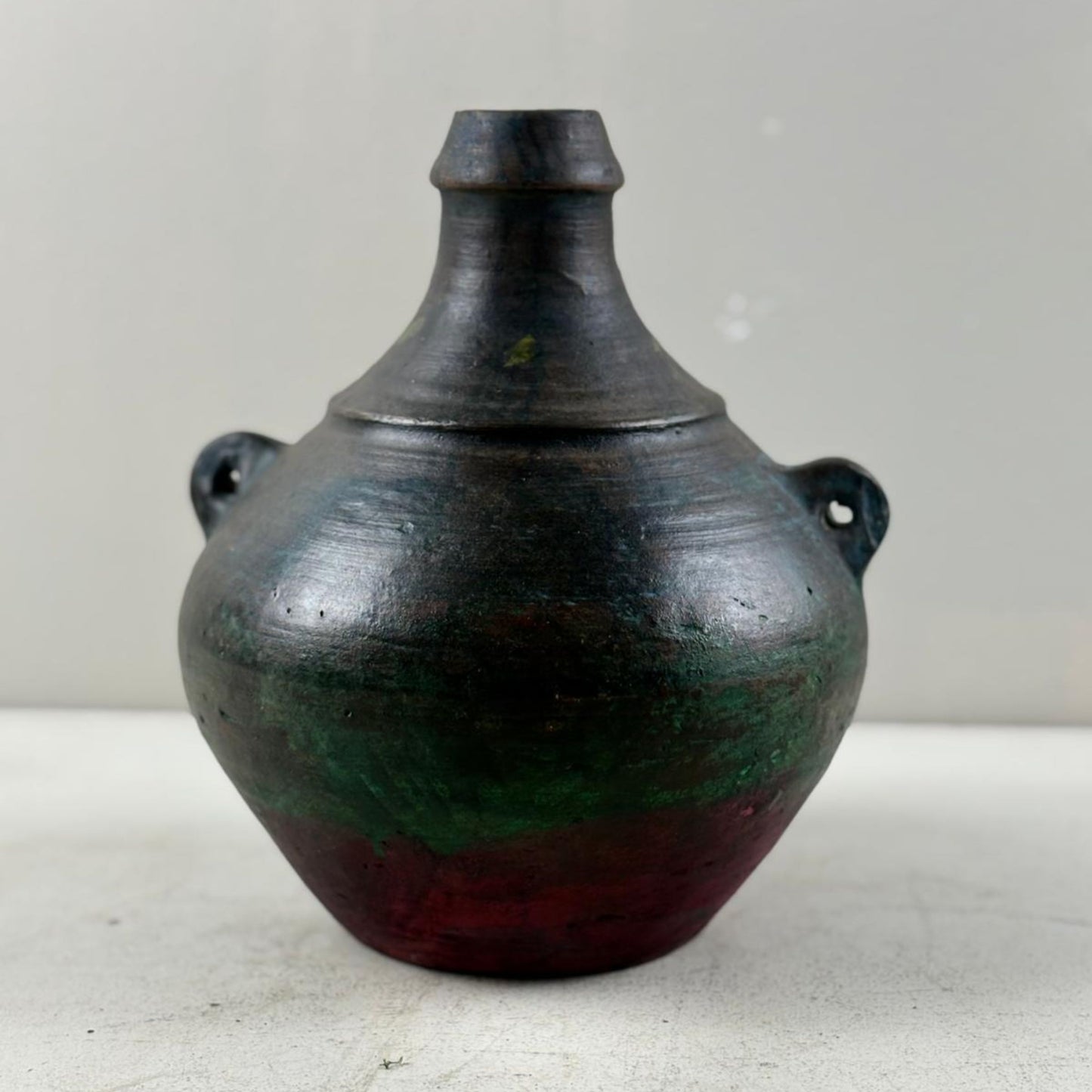 Vintage Clay Vessel Vase Pot with Handles