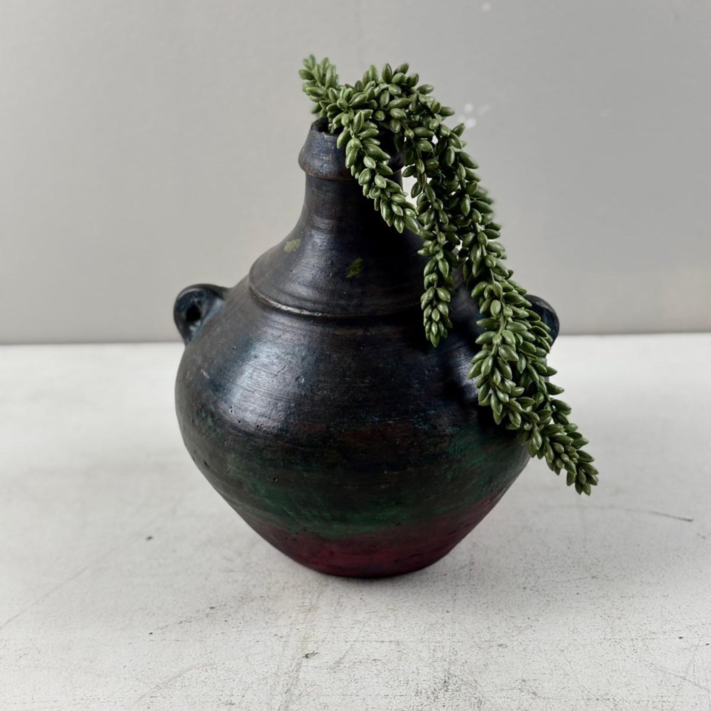 Vintage Clay Vessel Vase Pot with Handles