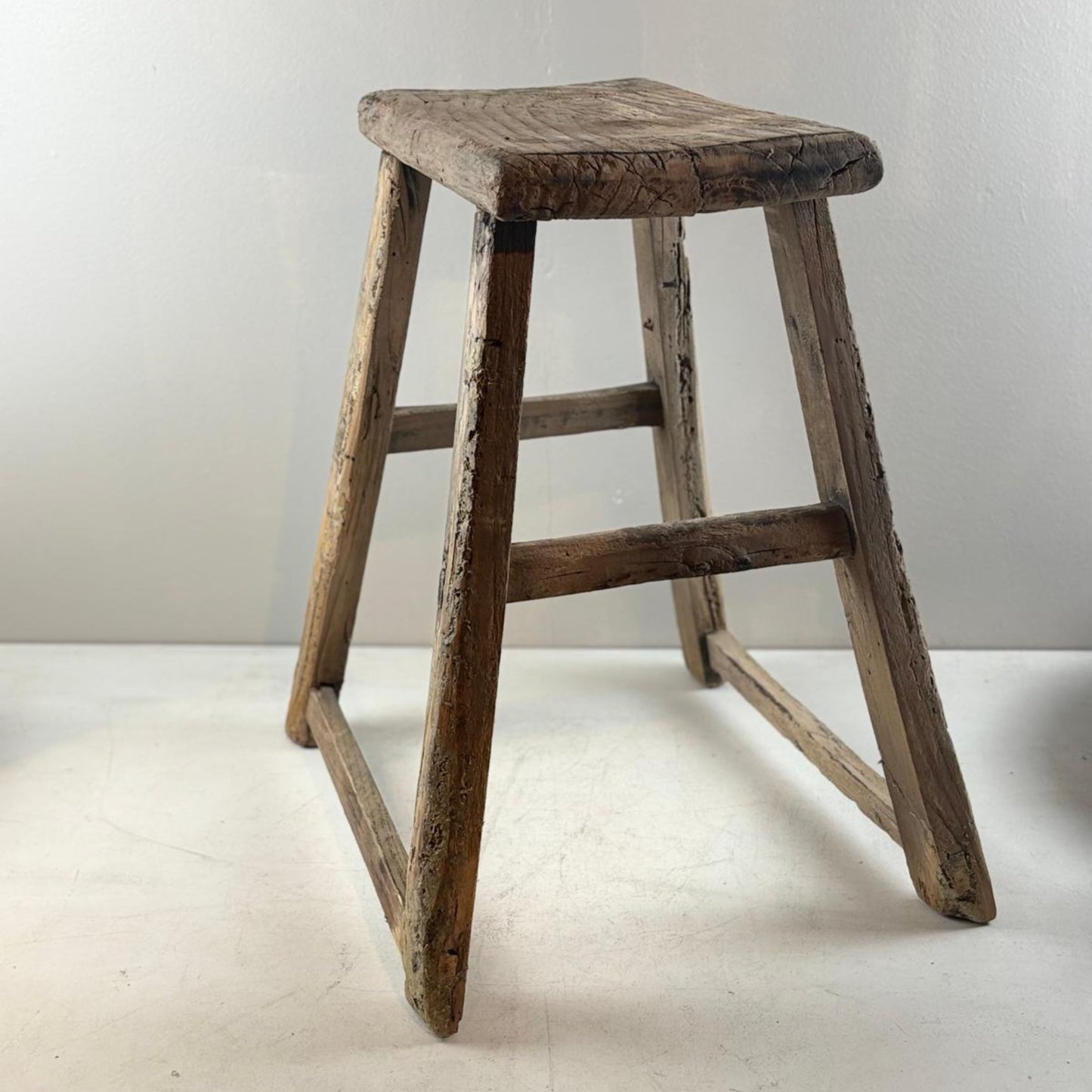 Antique Chinese Milking Stool  Handmade Elmwood Large