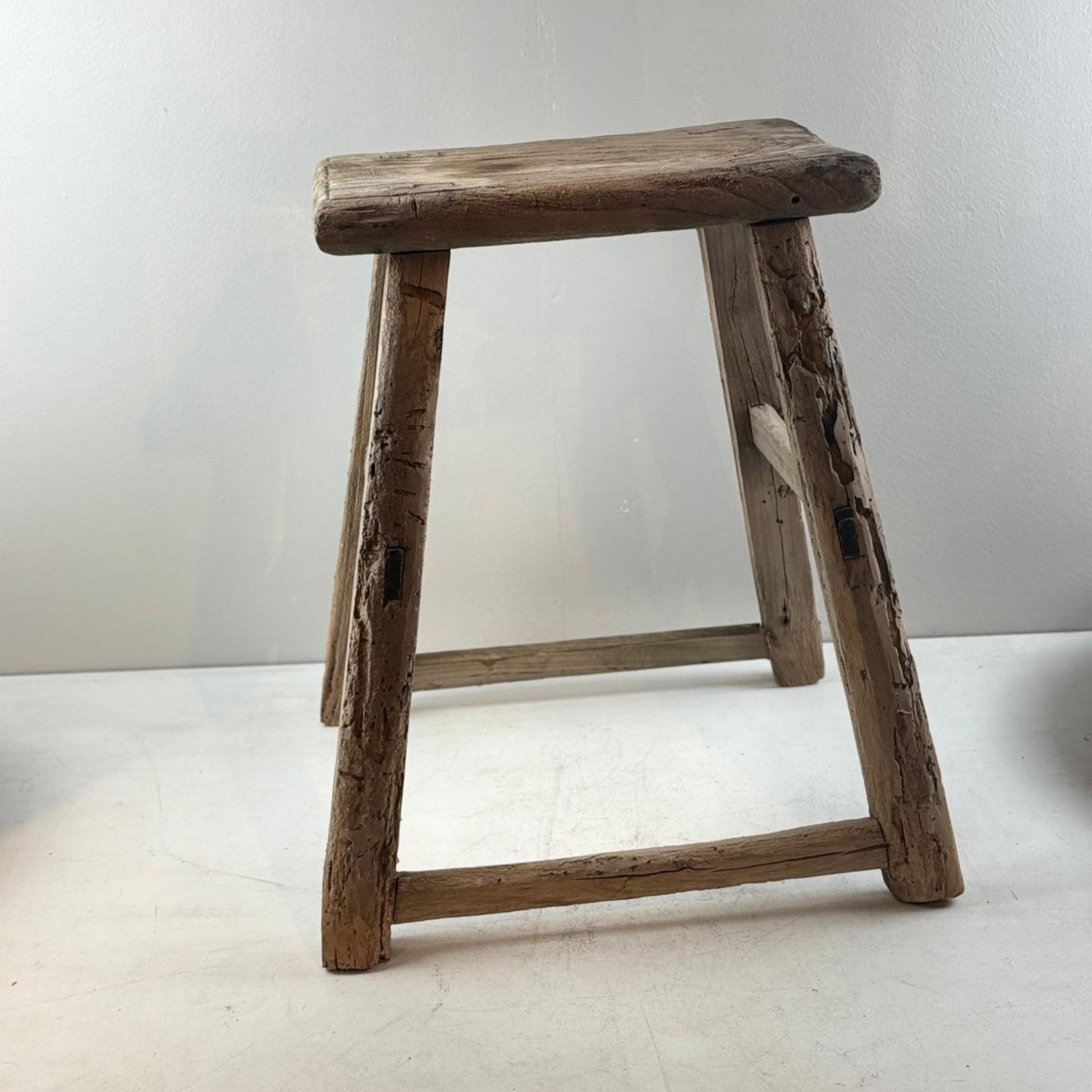 Antique Chinese Milking Stool  Handmade Elmwood Large