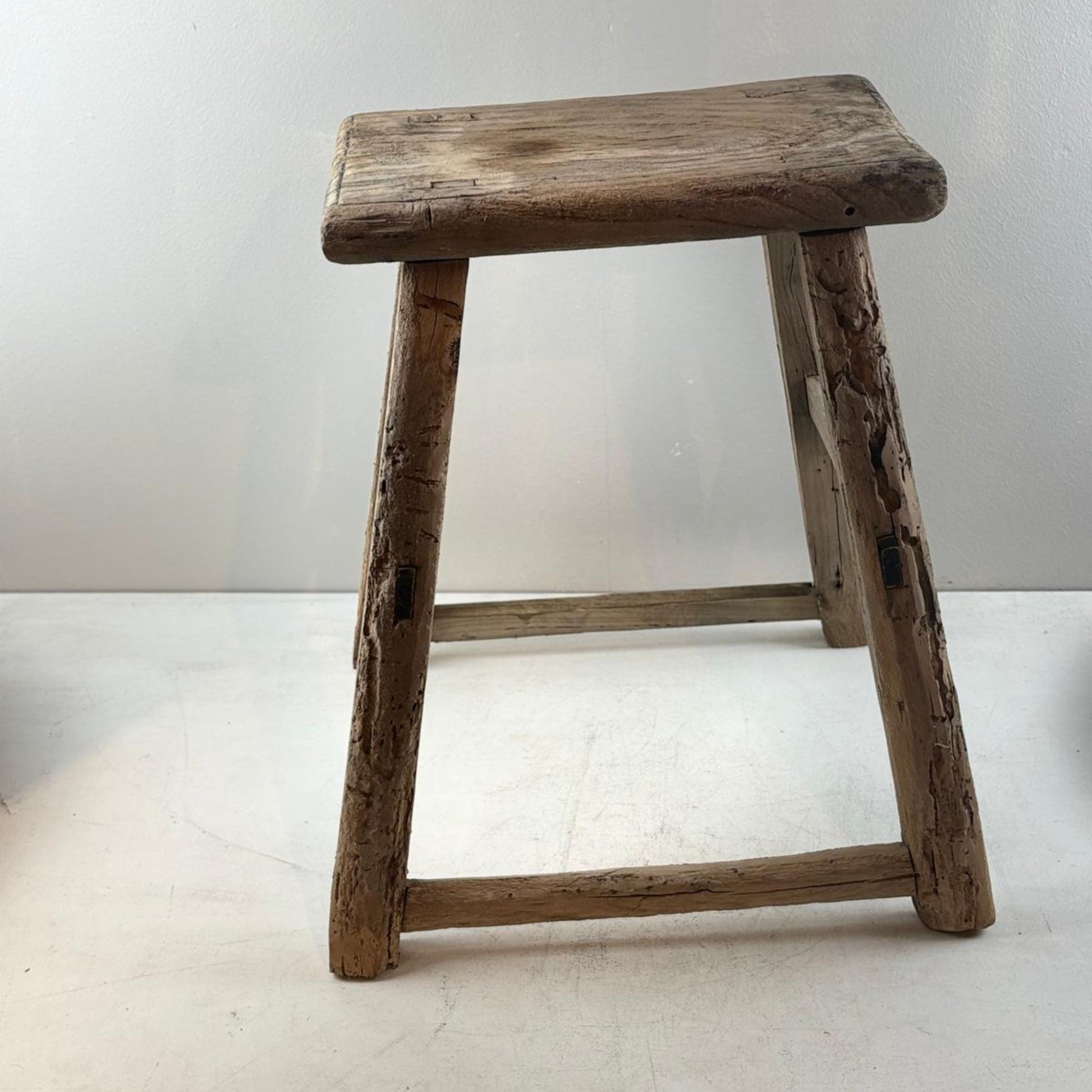 Antique Chinese Milking Stool  Handmade Elmwood Large