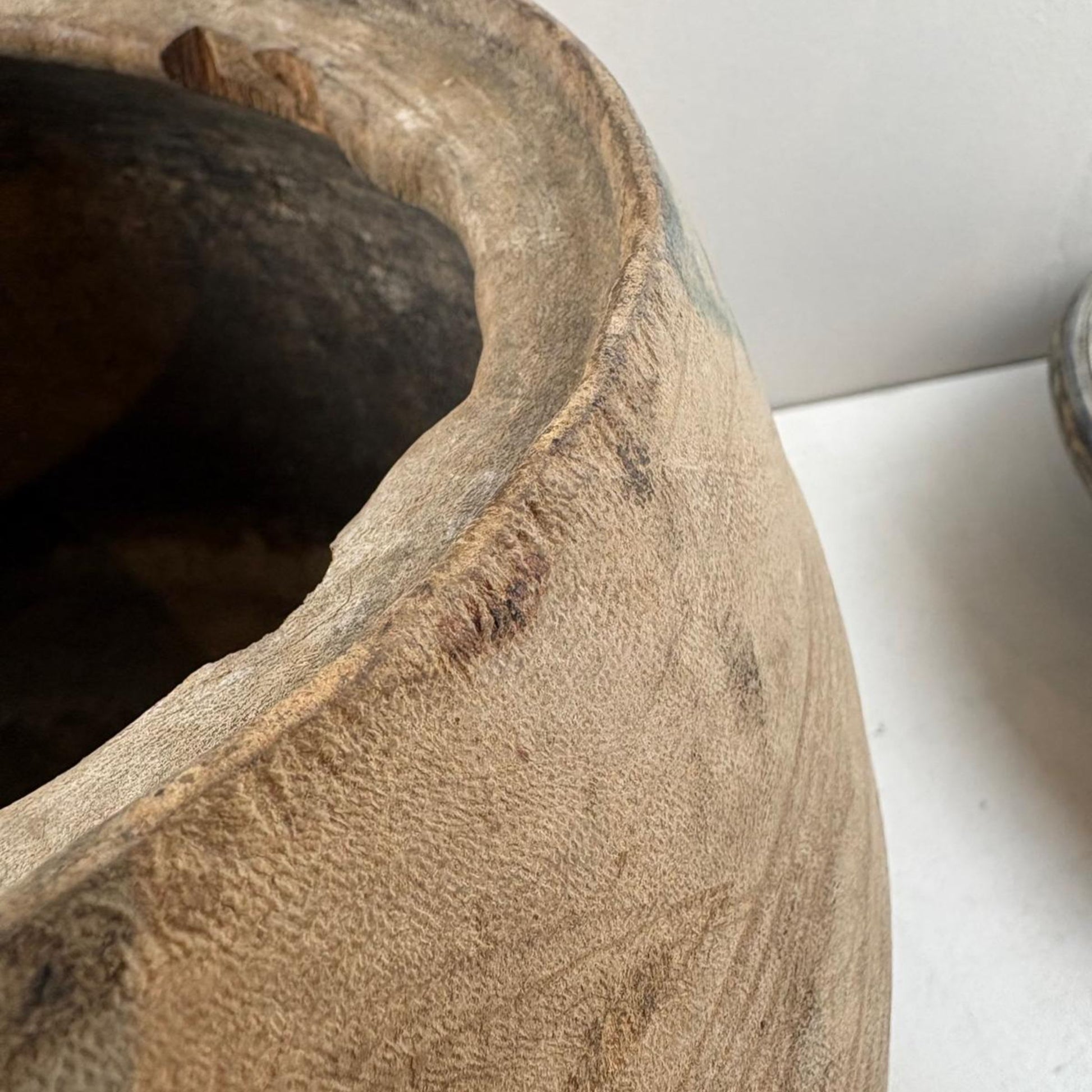 Unique Vintage Wooden Lidded Tabacco Pot - Kata, Tibet