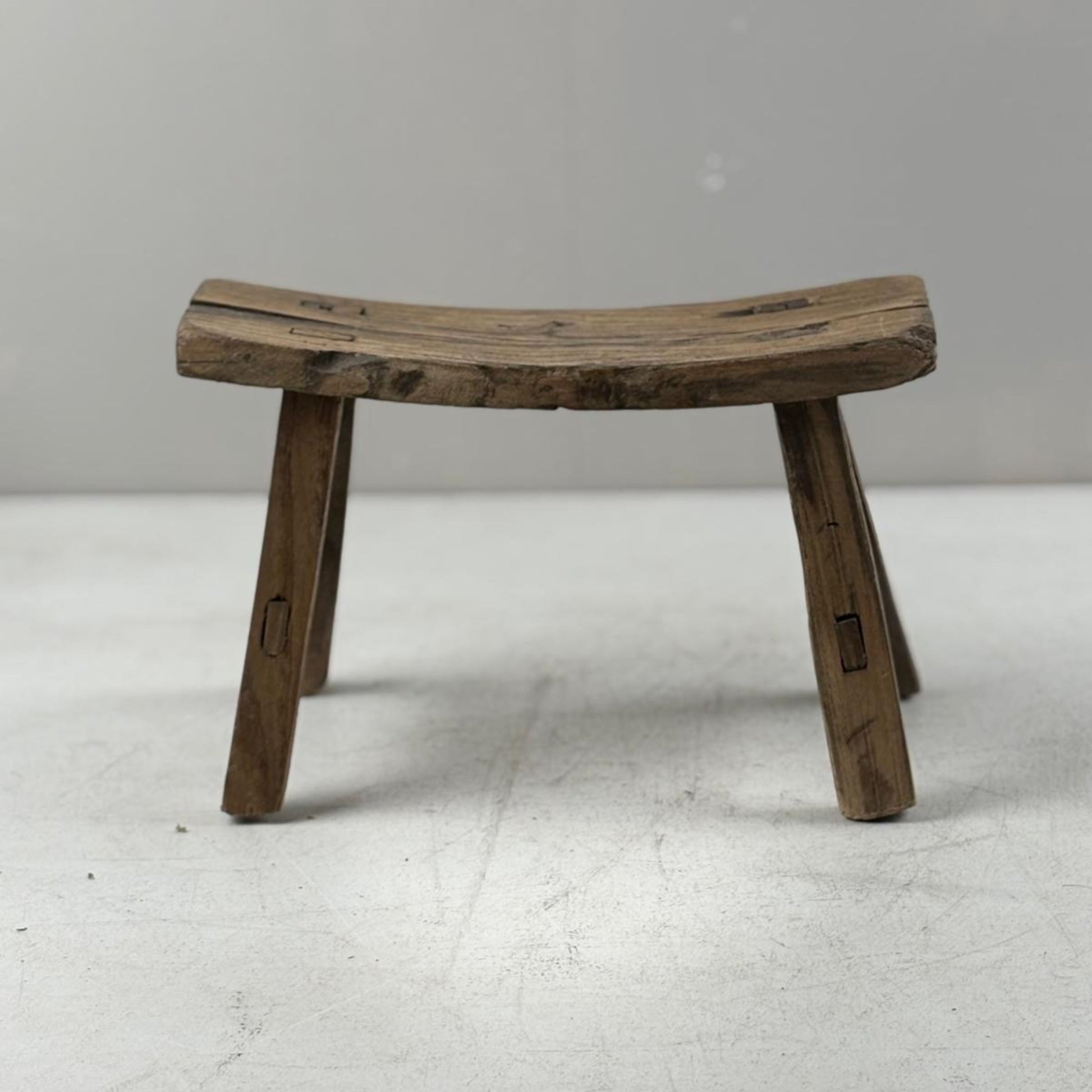 Antique Chinese Milking Stool  Handmade Elmwood