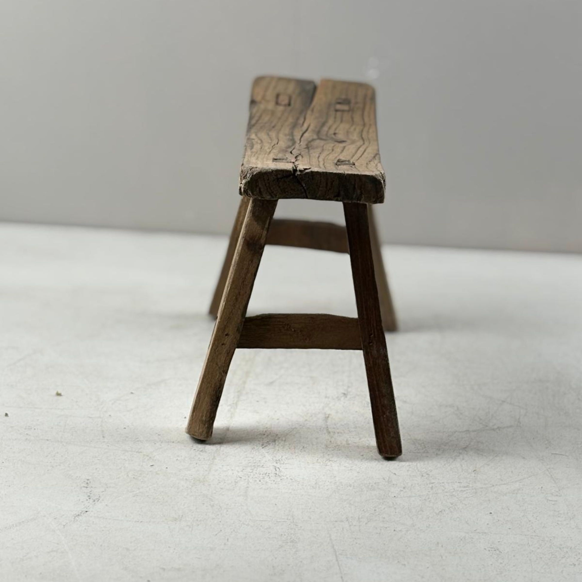 Antique Chinese Milking Stool  Handmade Elmwood