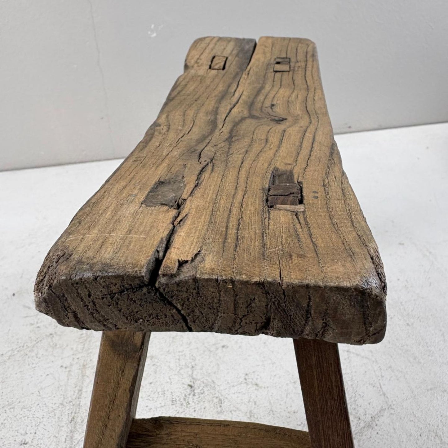 Antique Chinese Milking Stool  Handmade Elmwood