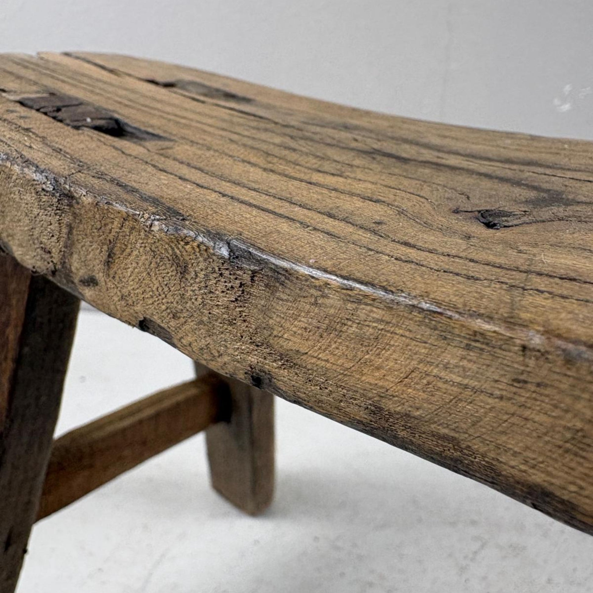 Antique Chinese Milking Stool  Handmade Elmwood