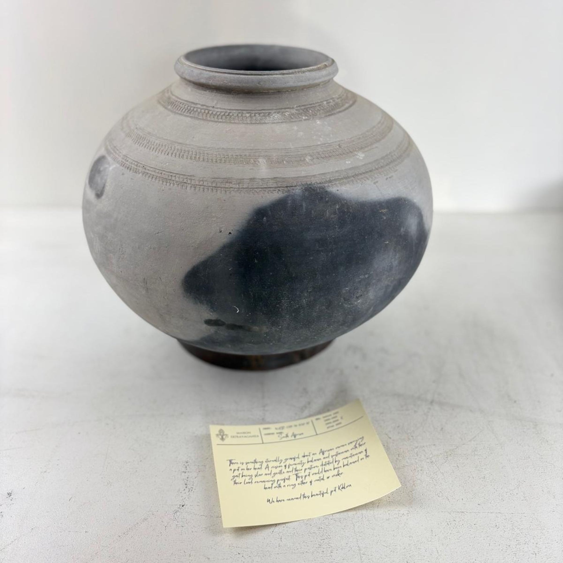 Antique African Clay Water Vessel - dark stain