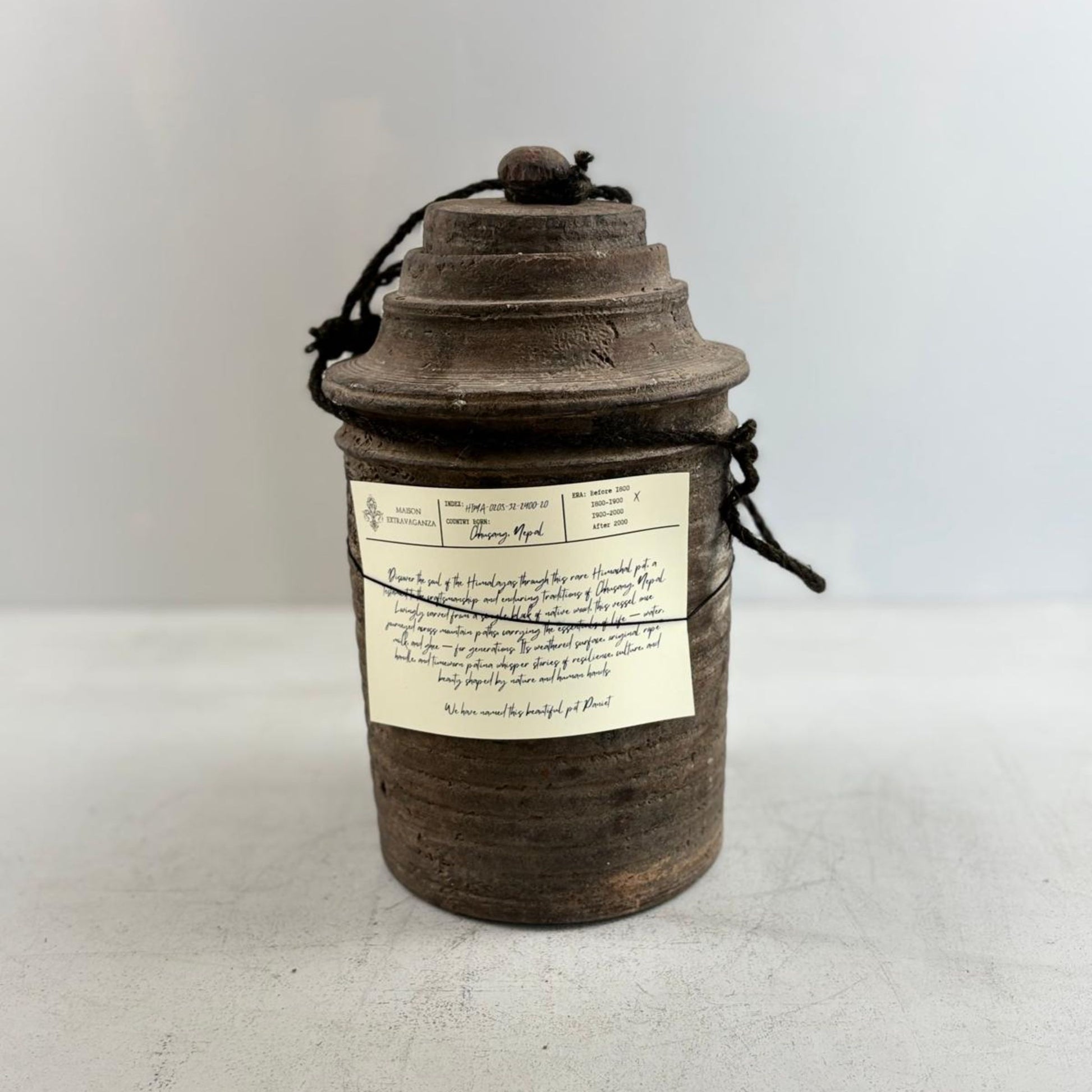 Antique Wooden Himachal Pot - Chhusang, Nepal