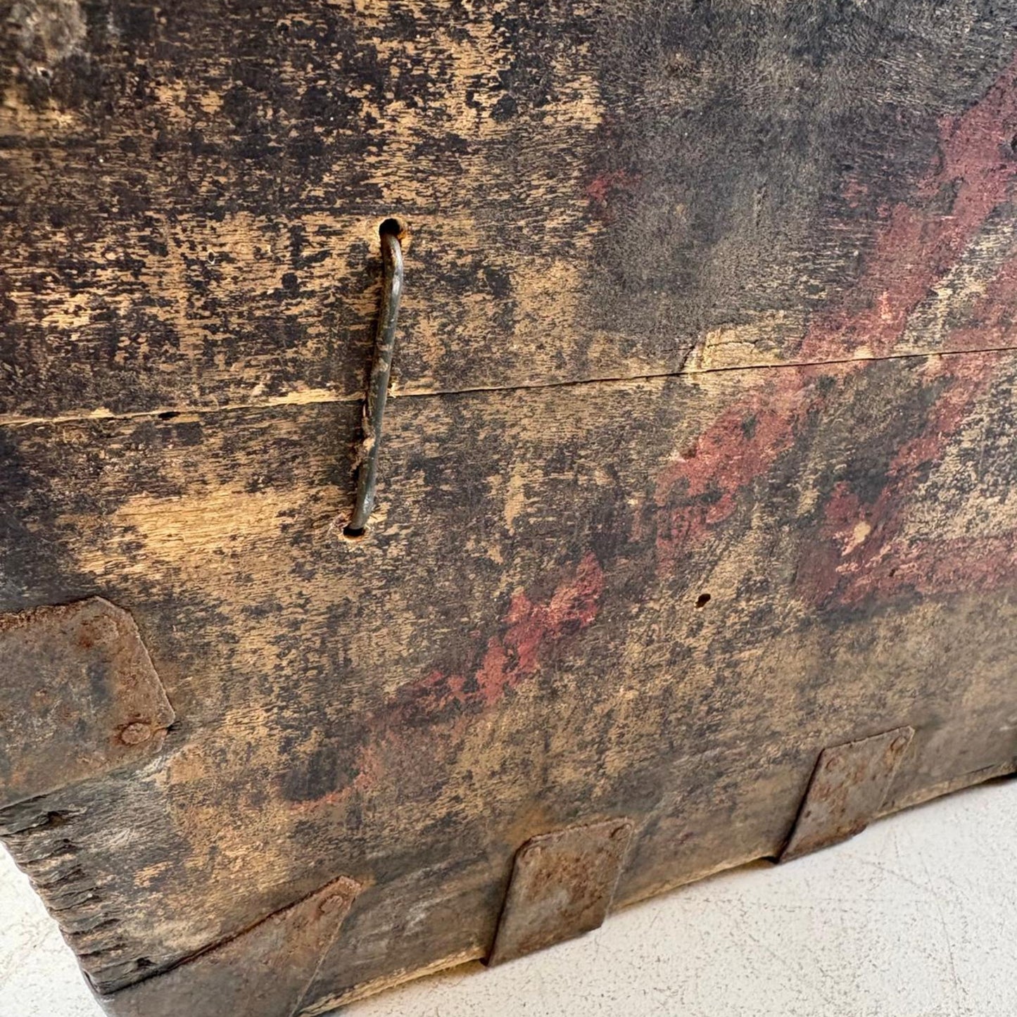 Vintage Chinese Wooden Rice Basket Box with Handle - Guangdong Province, China