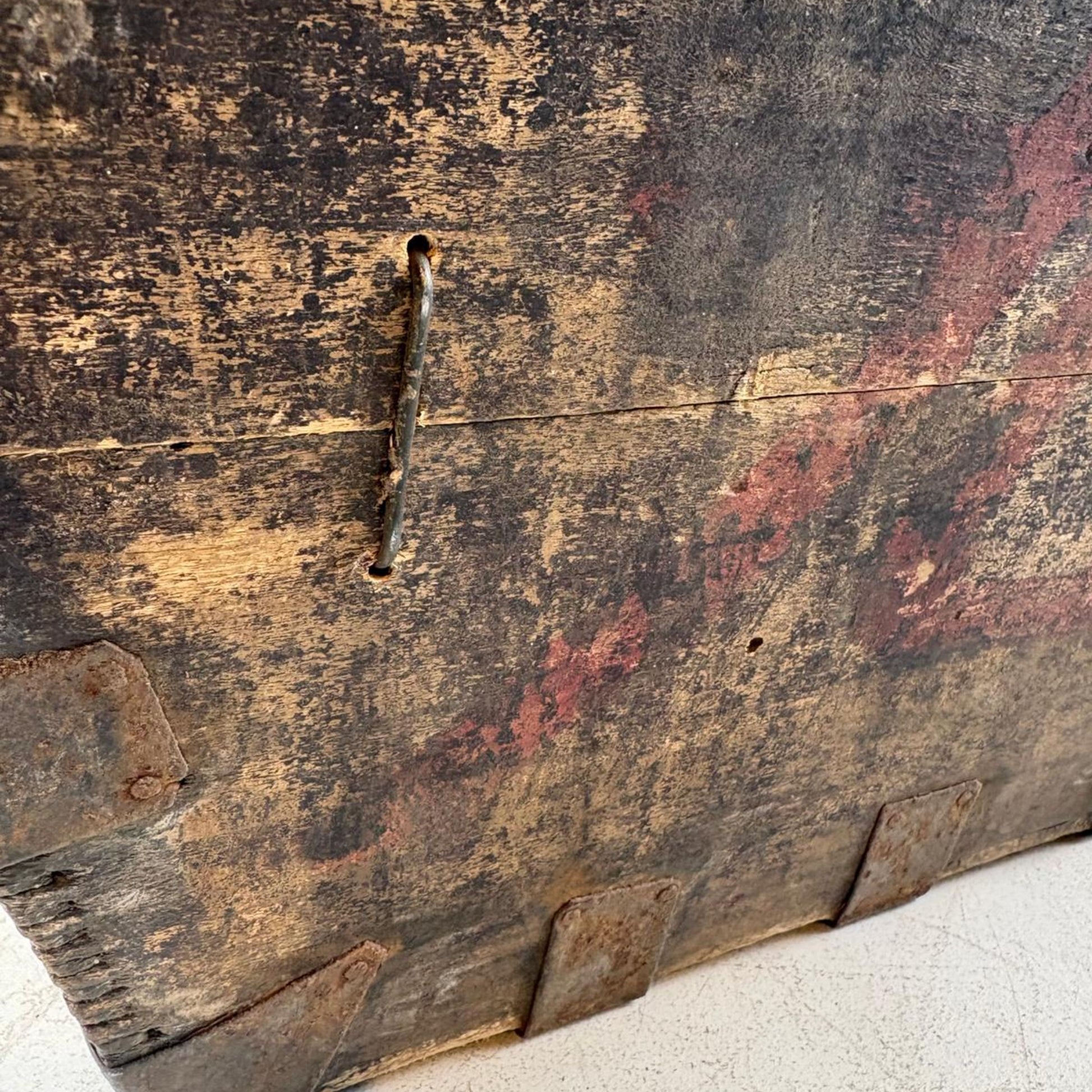 Vintage Chinese Wooden Rice Basket Box with Handle - Guangdong Province, China