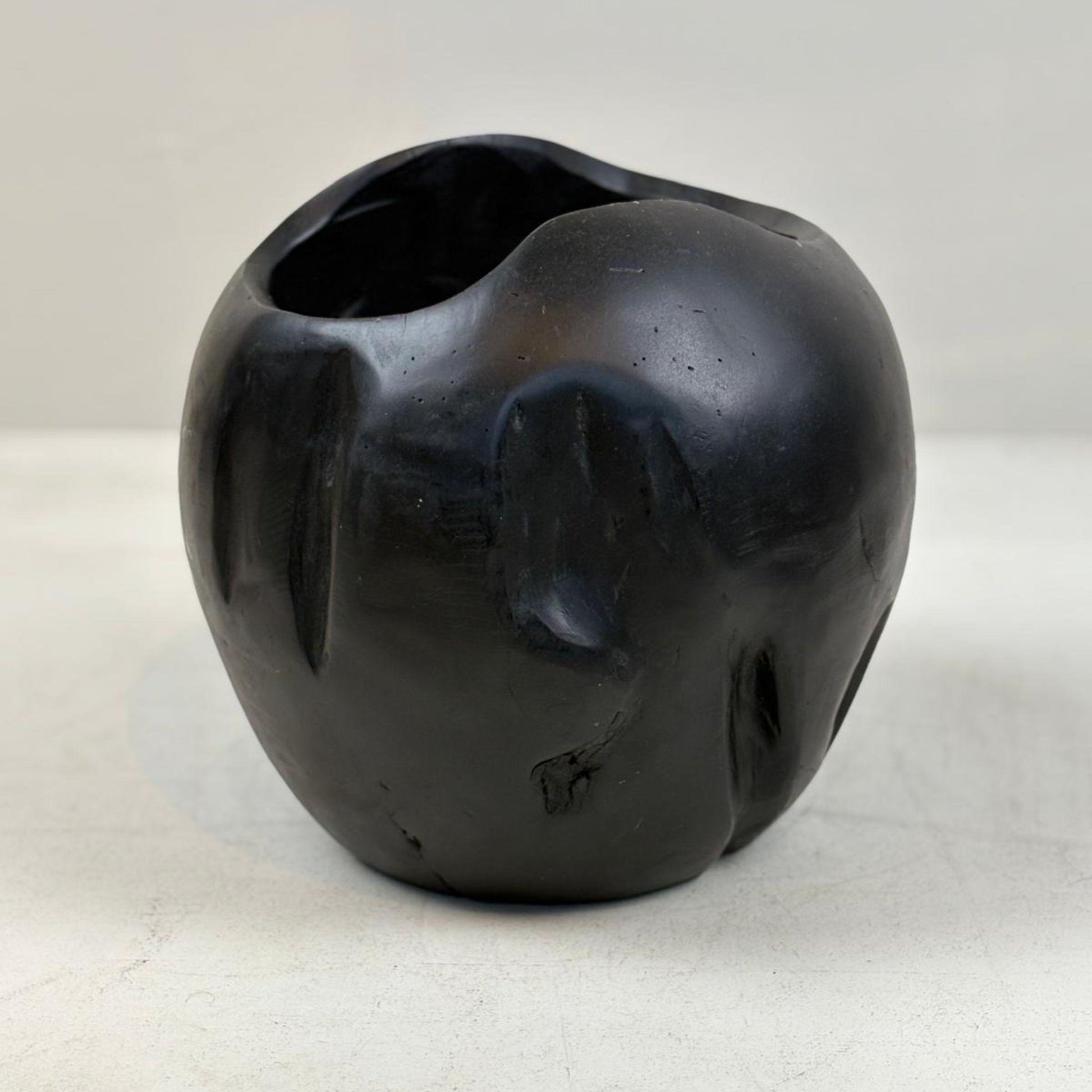 Artisan Handcarved Wooden Teak Bowl - Black