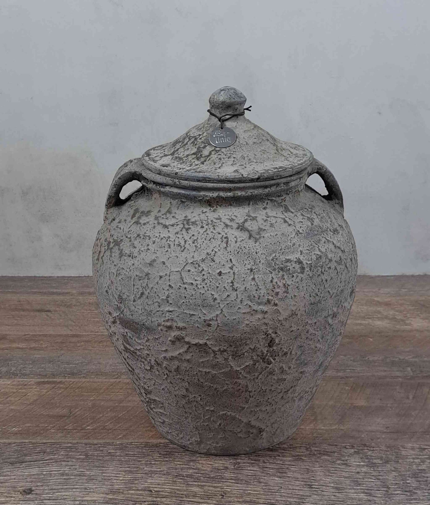 Ton Vase mit Deckel aus Nepal - Groß